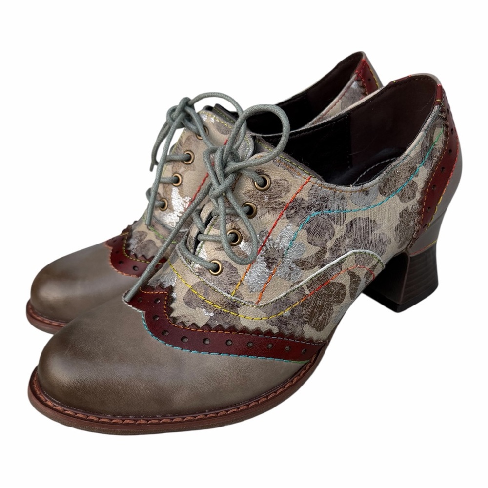 NEW L'ARTISTE SPRING STEP Perrine Shoes Oxford Bootie Grey Multi 38 7.5 -8 - Picture 4 of 15